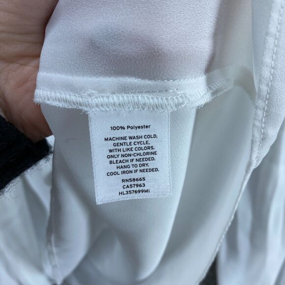 Trouve Blouse Women S Small White Round Neck Cold Shoulder Long Sleeve Hook&Eye - Picture 8 of 9